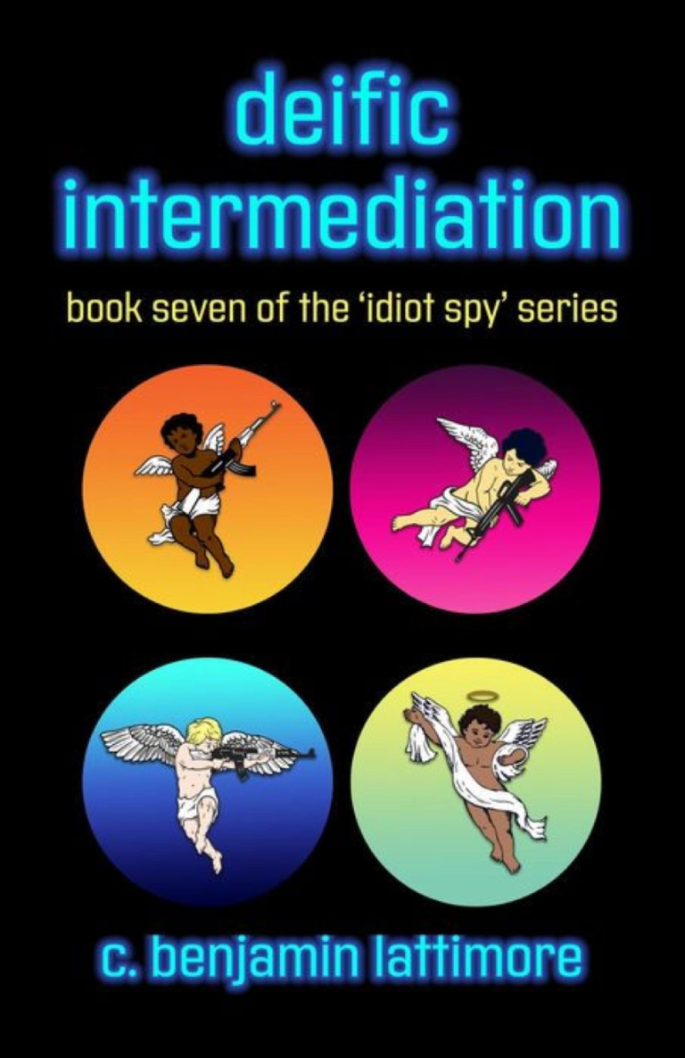 Book cover with four illustrated angels.